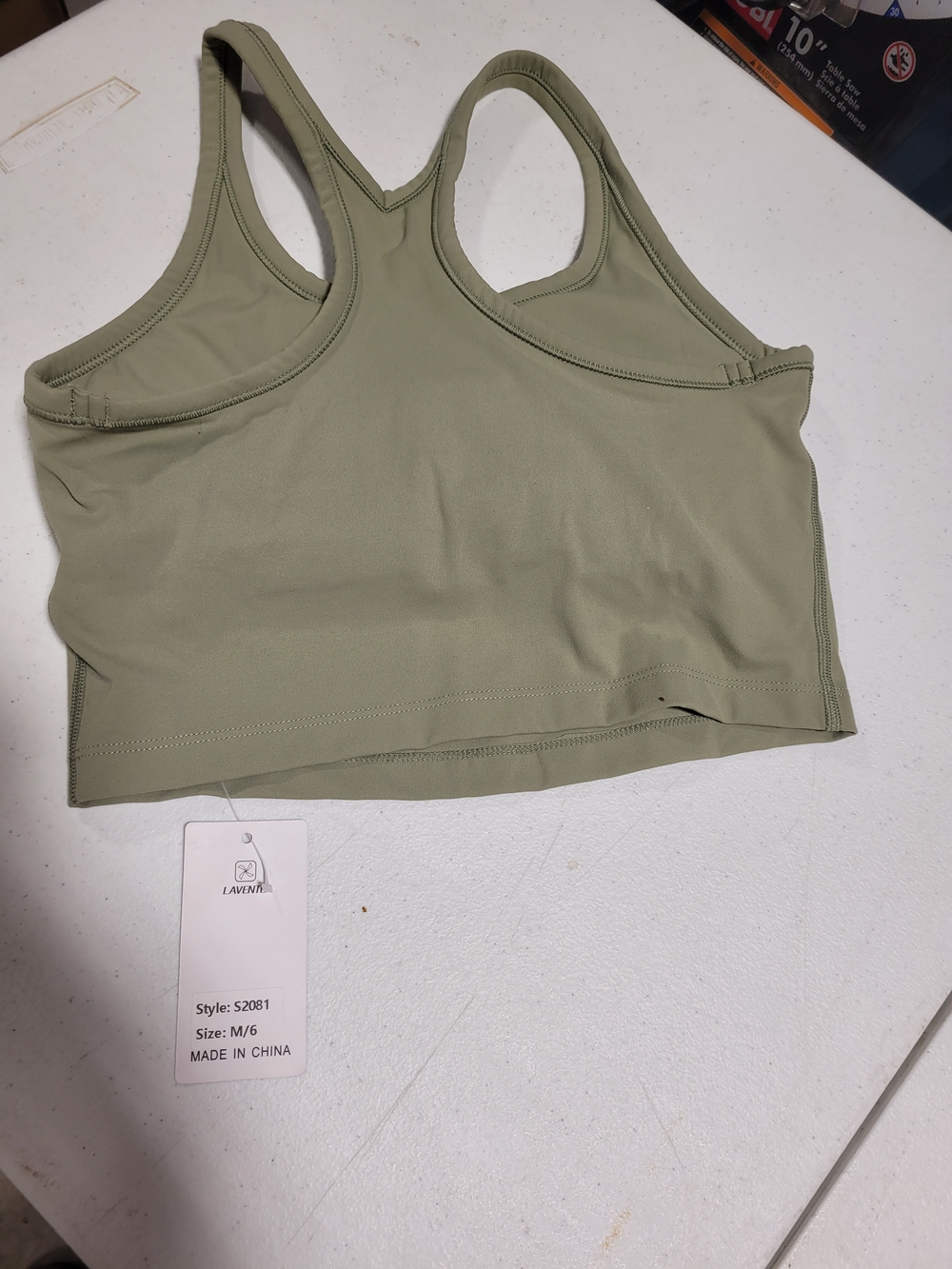Women's Olive Green Racerback Sports Bra - Picture 3 of 3